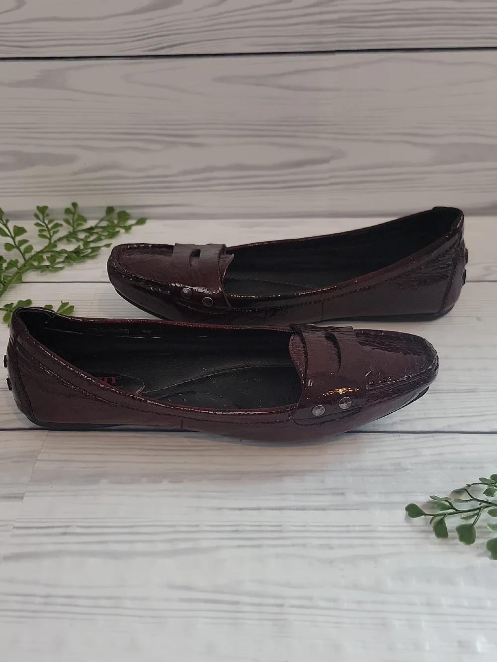 Born Vintage Penny Loafers Leather - Burgundy Slip-On Womens Size 7
